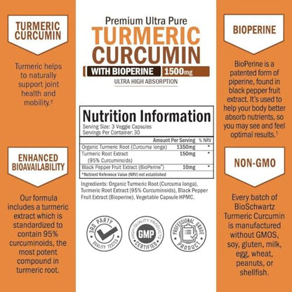 Turmeric Curcumin with Black Pepper Extract 1500mg - FORMULA TRIM